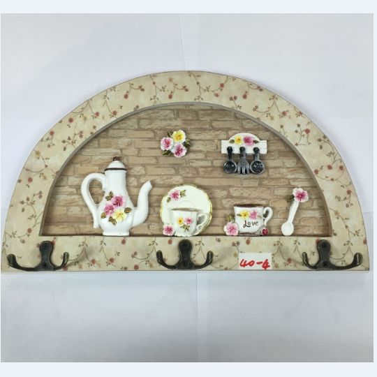 40C花瓶壁挂厨房玄关衣帽架钥匙挂钩创意木质挂衣架墙面装饰