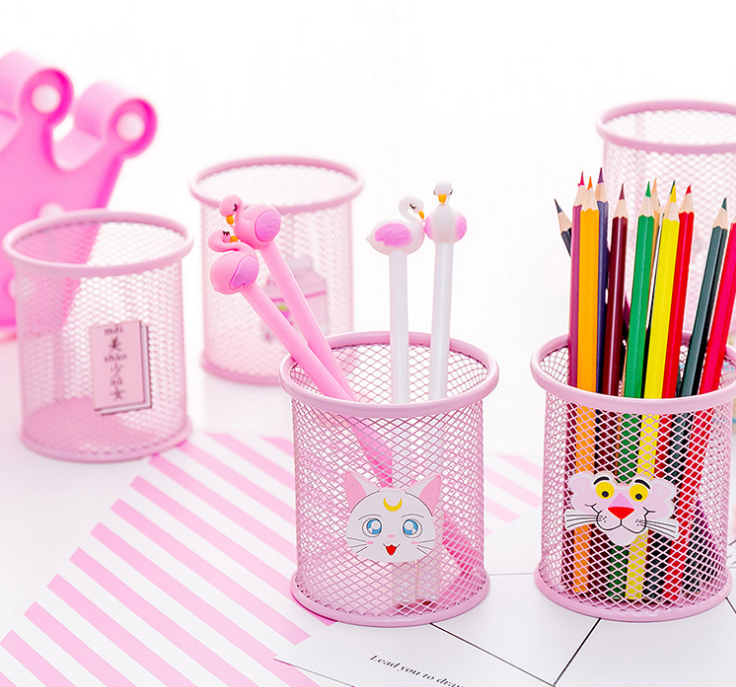 Creative cartoon desktop circular storage box for miscellaneous stationery detail image 2