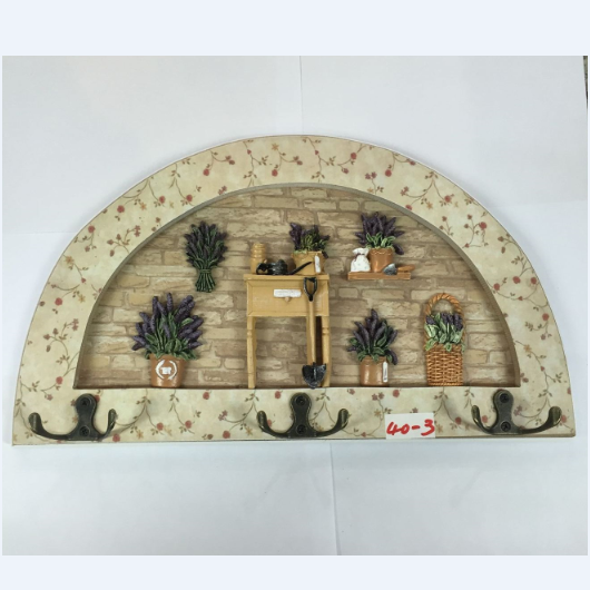 薰衣草花盆壁挂玄关衣帽架钥匙挂钩创意木质挂衣架墙面装饰详情图1