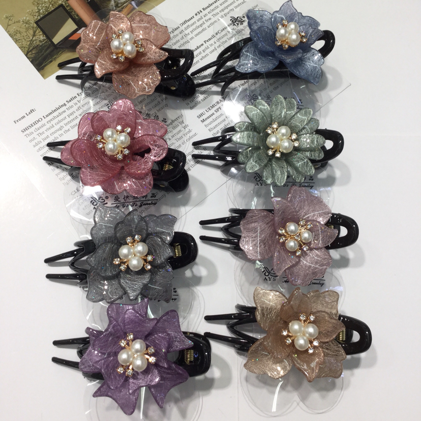 Acrylic plate claw clip pearl fashion net red hair plate with the same style of headwear necessary clip thumbnail