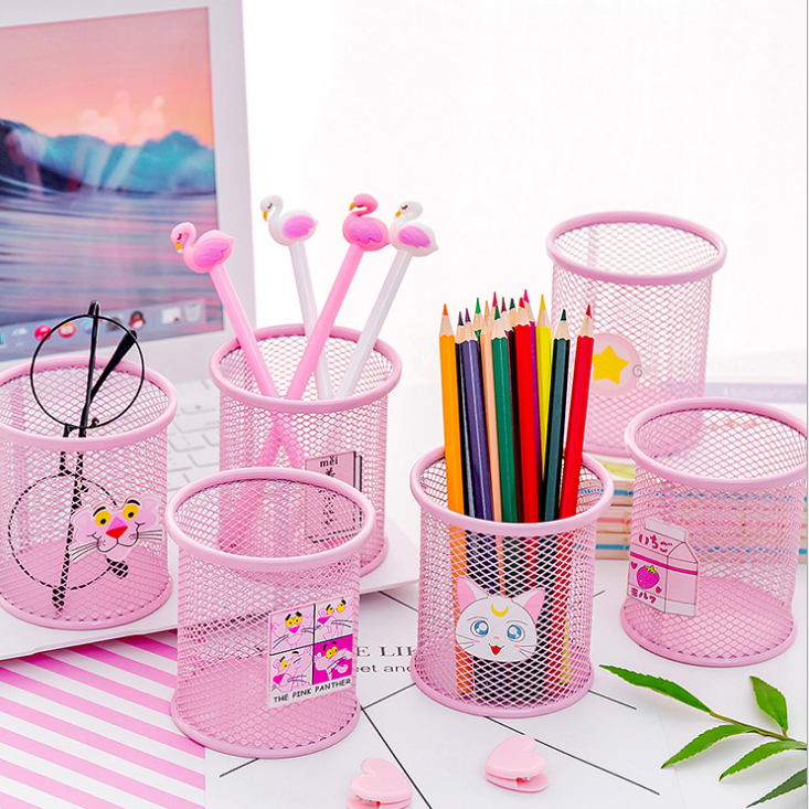 Creative cartoon desktop circular storage box for miscellaneous stationery detail image 3
