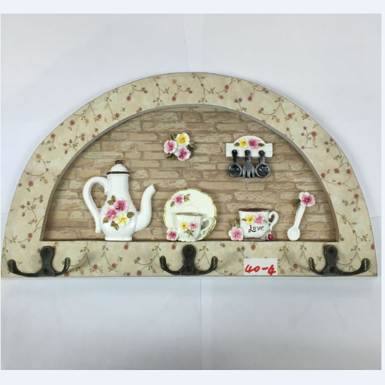 40C花瓶壁挂厨房玄关衣帽架钥匙挂钩创意木质挂衣架墙面装饰详情图1