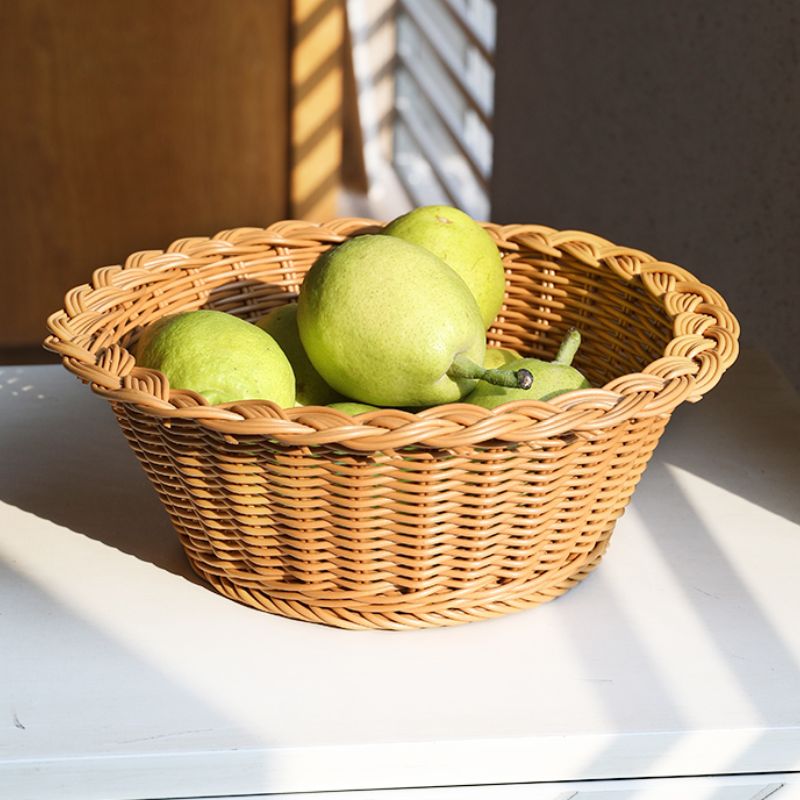 厂家  环保塑料  编织果篮  果盘  桌面收纳零食筐      图