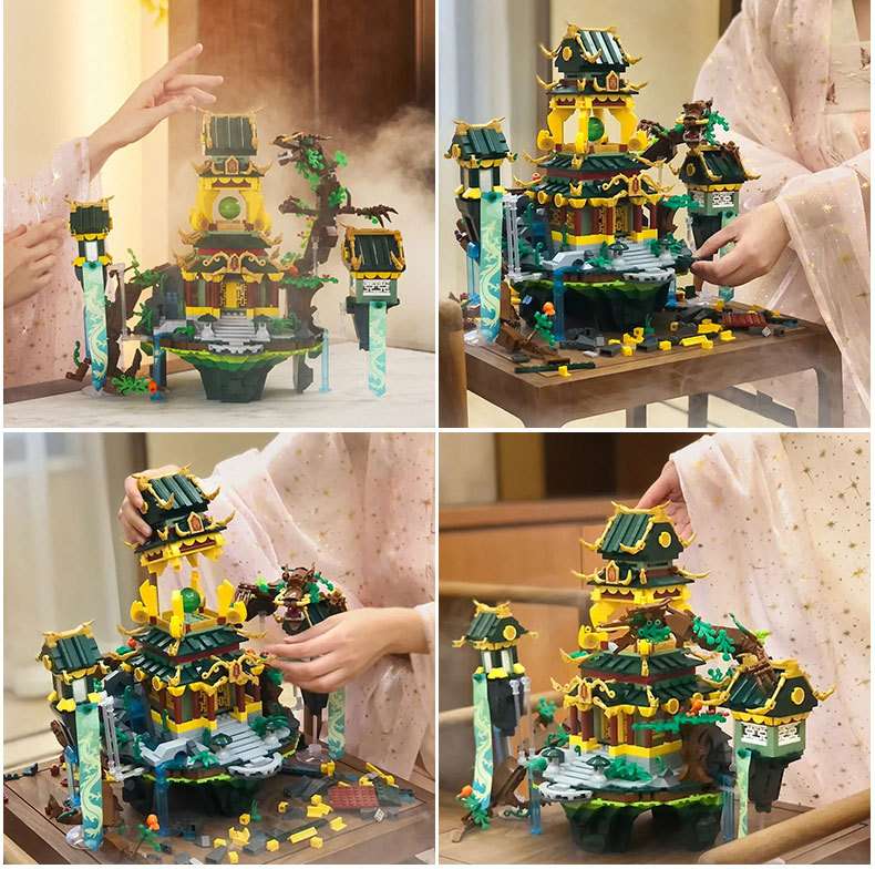 Happy Little Lu Ban's model of a Chinese-style ancient architectural house with a Chinese trend - Qinglong Pavilion detail image 7