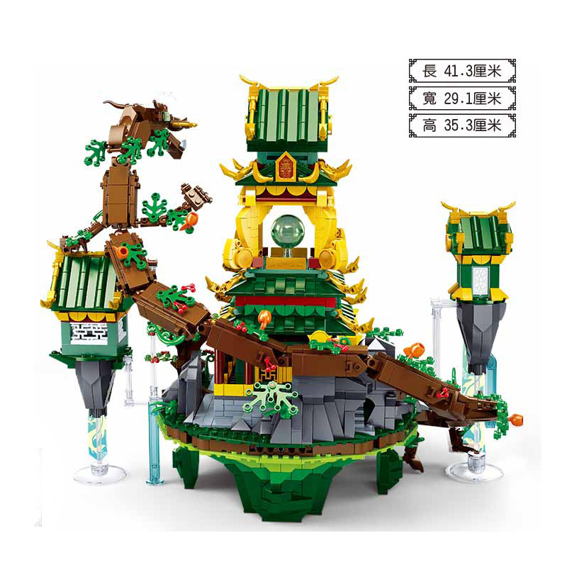 Happy Little Lu Ban's model of a Chinese-style ancient architectural house with a Chinese trend - Qinglong Pavilion