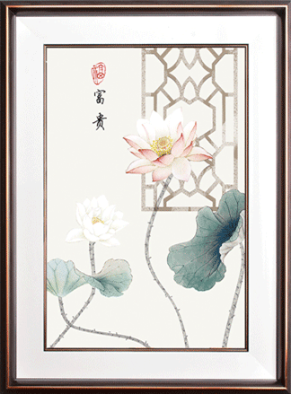 玉瓷沙发背景 花开富贵 平安产品图