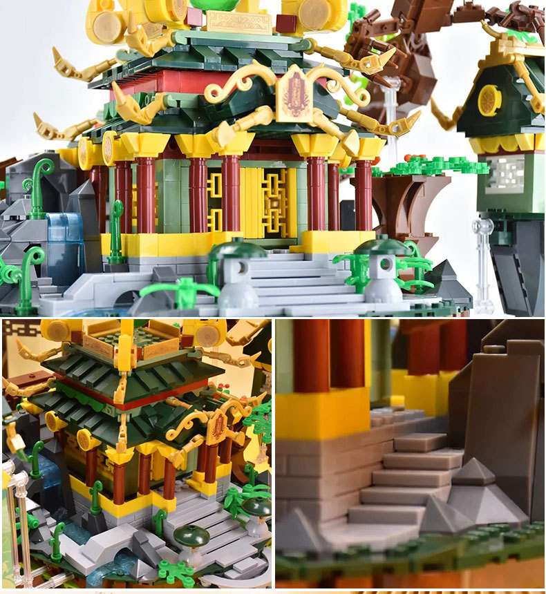 Happy Little Lu Ban's model of a Chinese-style ancient architectural house with a Chinese trend - Qinglong Pavilion detail image 9