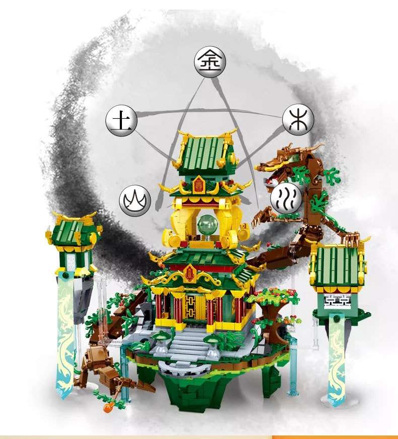 Happy Little Lu Ban's model of a Chinese-style ancient architectural house with a Chinese trend - Qinglong Pavilion detail image 3