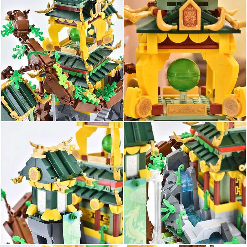 Happy Little Lu Ban's model of a Chinese-style ancient architectural house with a Chinese trend - Qinglong Pavilion detail image 8