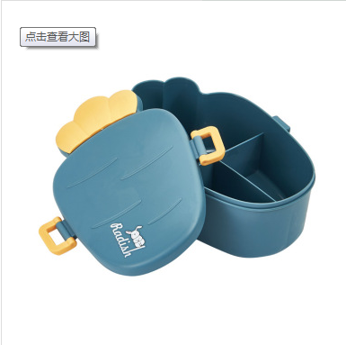 分格便携饭盒微波炉加热PP便当盒学生成人椭圆形可爱卡通塑料餐盒详情图4