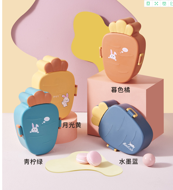 分格便携饭盒微波炉加热PP便当盒学生成人椭圆形可爱卡通塑料餐盒详情图7