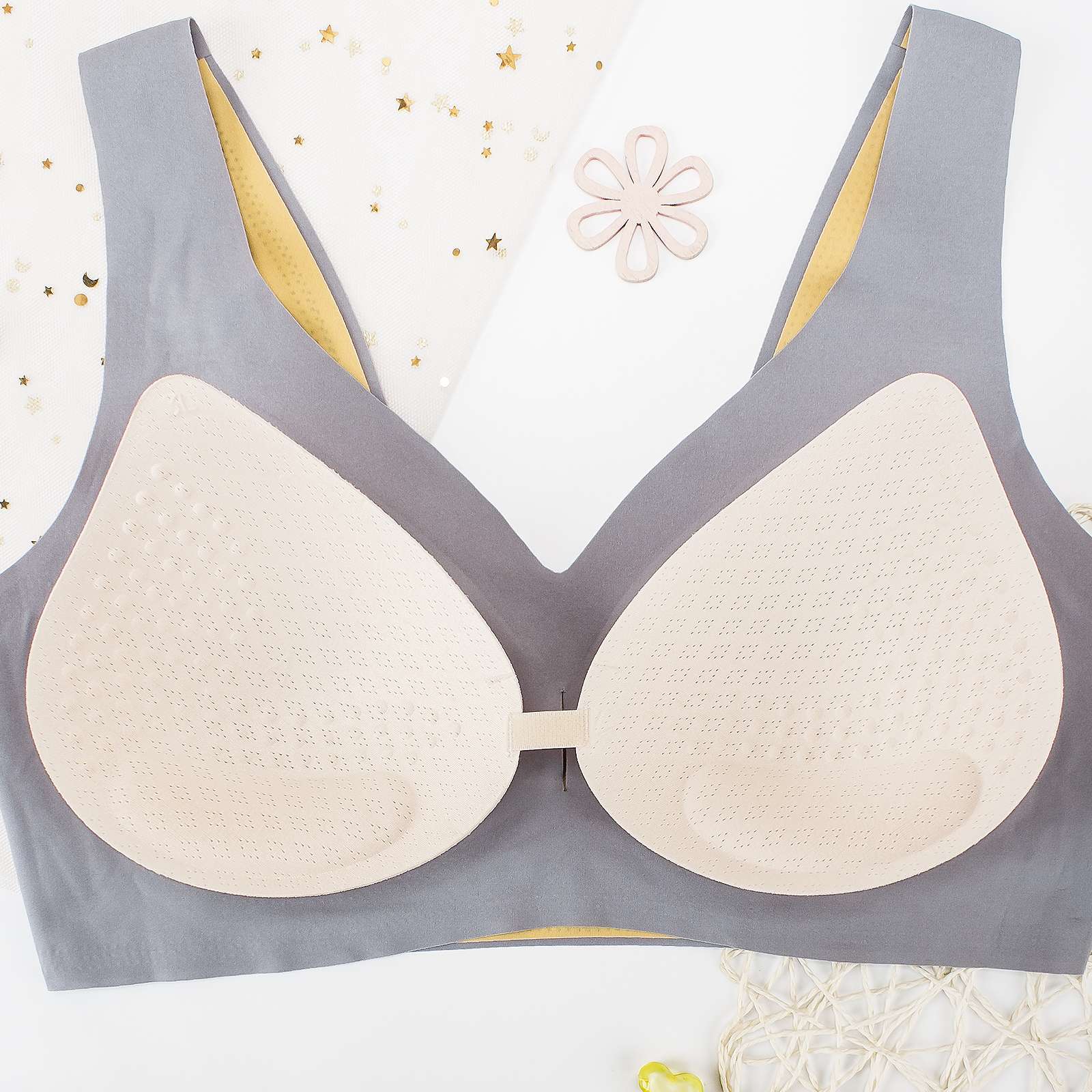 Traceless, wire-free, inner pad detachable sports yoga beauty back bra detail image 18