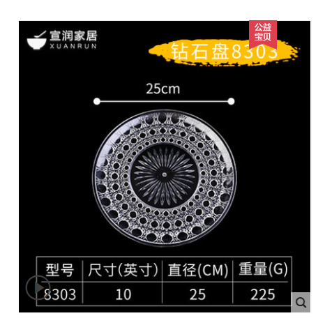 透明亚克力水果盘创意现代客厅果盘干果糖果盘KTV酒吧小果盘碟子钻石盘25cm详情图1