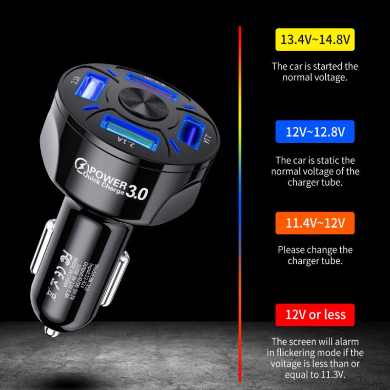 3.1A cargador de coche de carga rápida un remolque cuatro QC 3.0cargador de teléfono del coche 4usb cargador de coche qc3.0