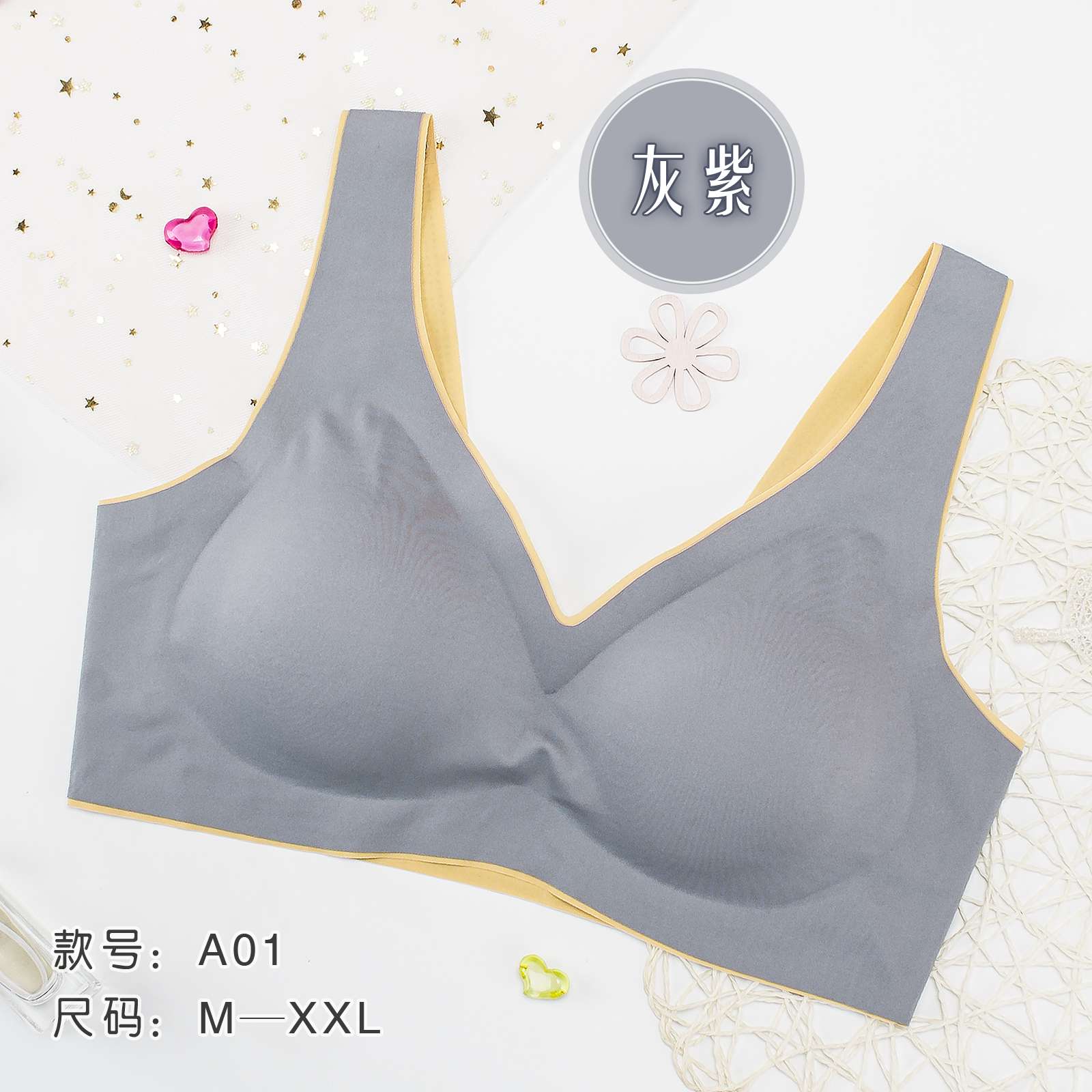 Traceless, wire-free, inner pad detachable sports yoga beauty back bra detail image 12