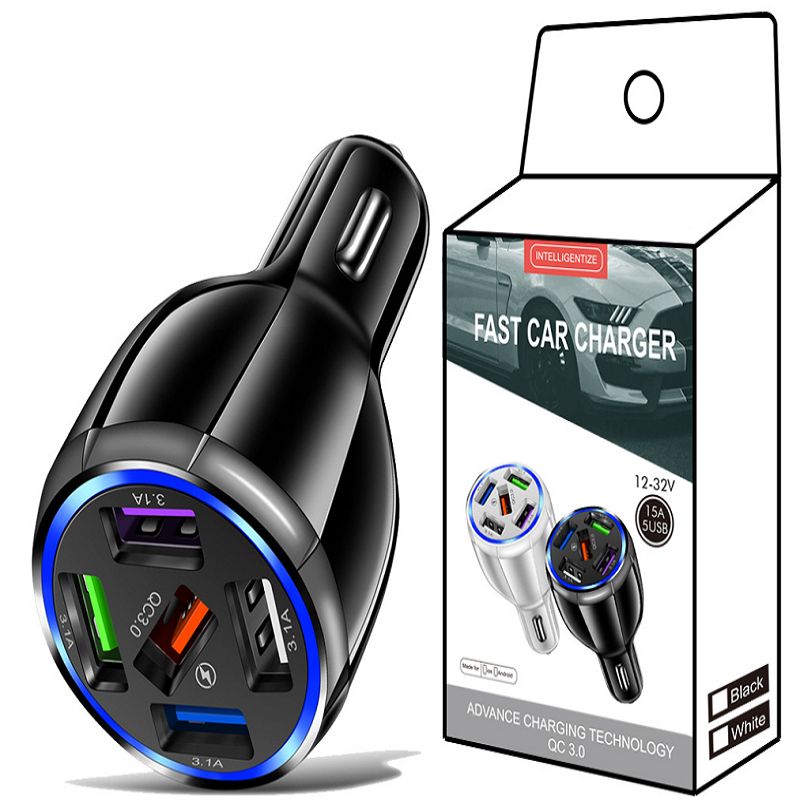 QC3.0 coche cargador de teléfono 5usb cargador de coche qc3.0 carga rápida 3.1A un remolque cinco