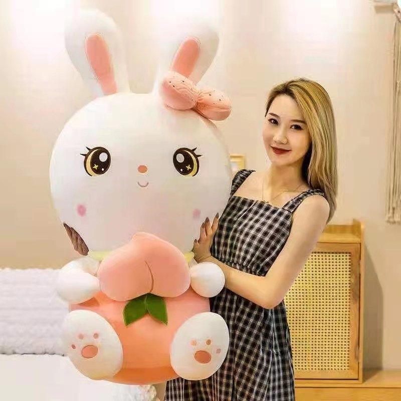 Factory direct sales of plush dolls, peach and rabbit, Baohua Toys Store. Plush dolls, cartoon dolls, cute sleeping cushions, lazy bed decorations, pillow style, perfect for girls details Picture
