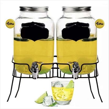 2 pieces set of 4L glass juice jar