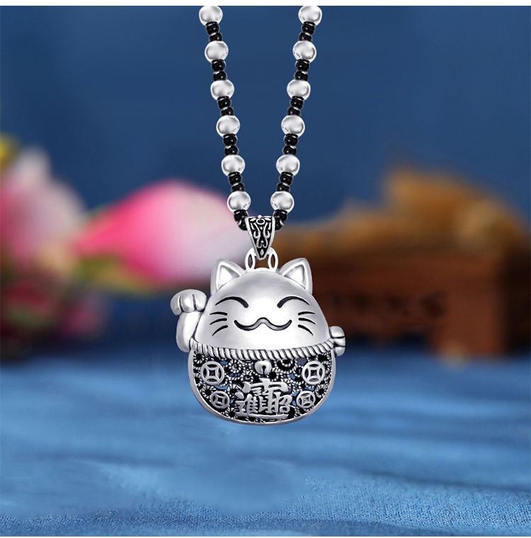 Jingpuli Jewelry Silver Collection Sweater Chain, Wealth from all directions, rose, Longevity lock, One Leaf Brings wealth! detail image 6