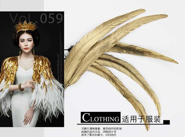 优质金色公鸡尾毛30-40cm 服装装饰配件羽毛DIY长鸡毛双面金详情图5