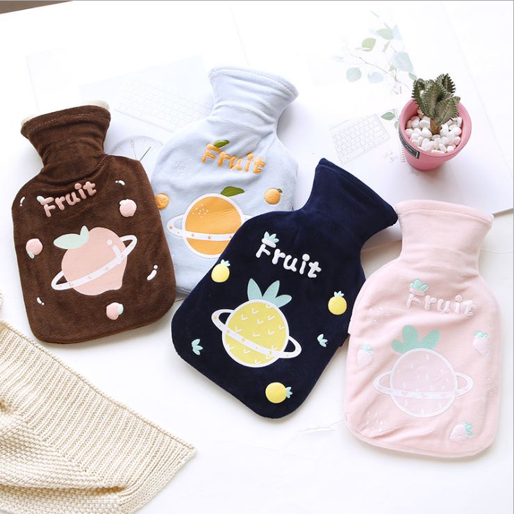 Hot water bottle with cute plush cloth cover
