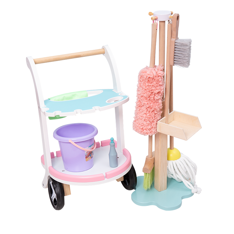 The wooden toy simulation house cleaning set car is highly entertaining, which can exercise the baby's hand-eye coordination and visual ability, cultivate logical thinking ability, and exercise parent-child games detail image 13