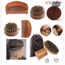 Wooden beard brush comb