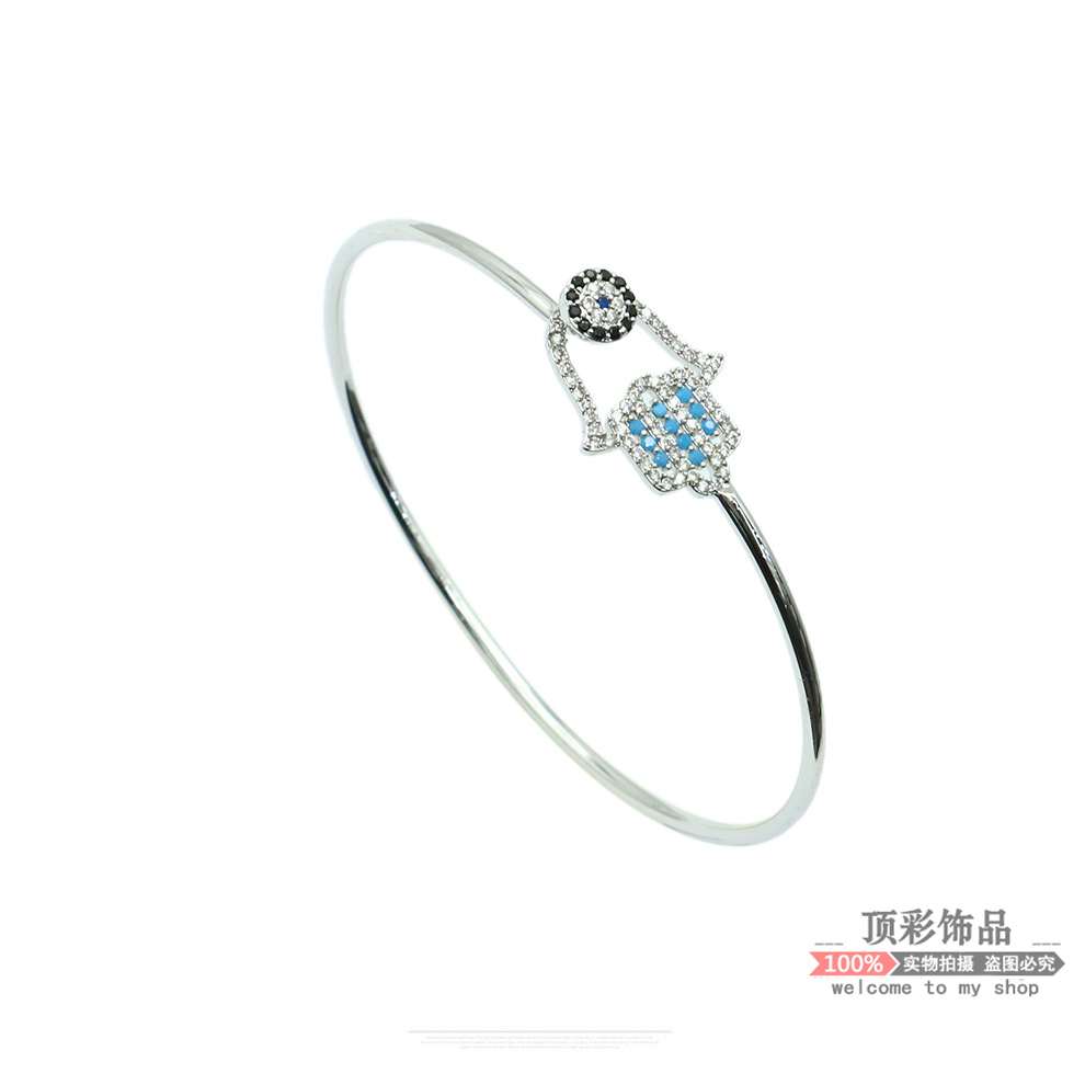 Korean version of the Tiktok network red explosion of all matching palm copper bracelet inset zircon open bracelet bracelet