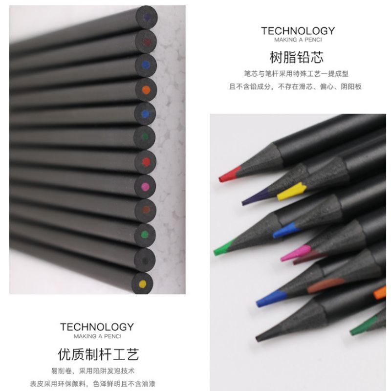 The manufacturer supplies direct sales of 12-color black-rod colored pencils in ps boxes, children's eco-friendly drawing pencils, and customizable logos
