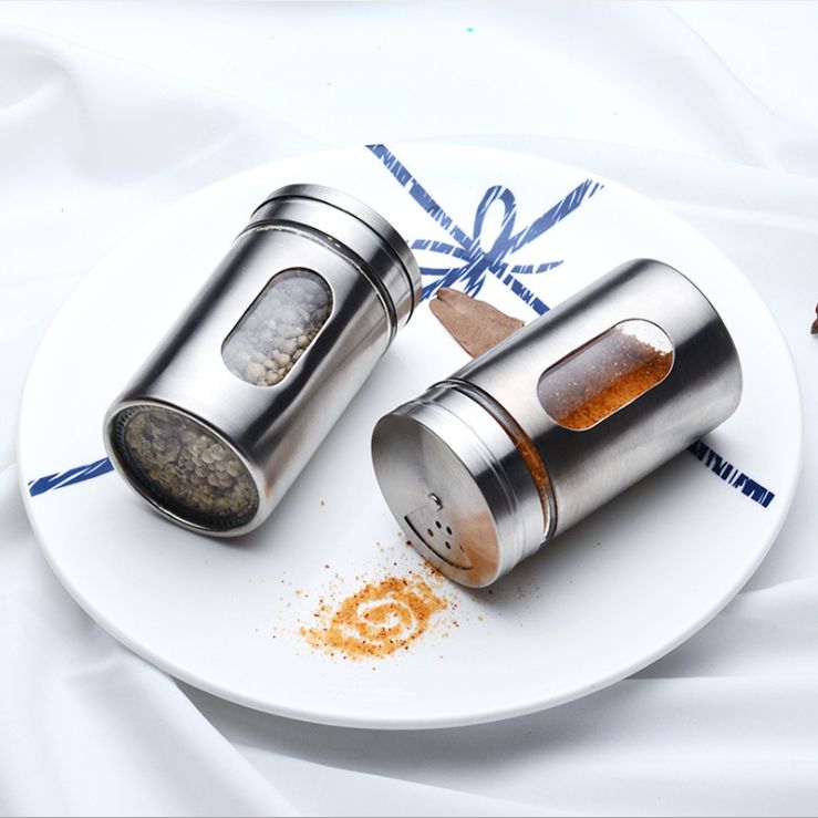 Stainless steel glass barbecue seasoning jar