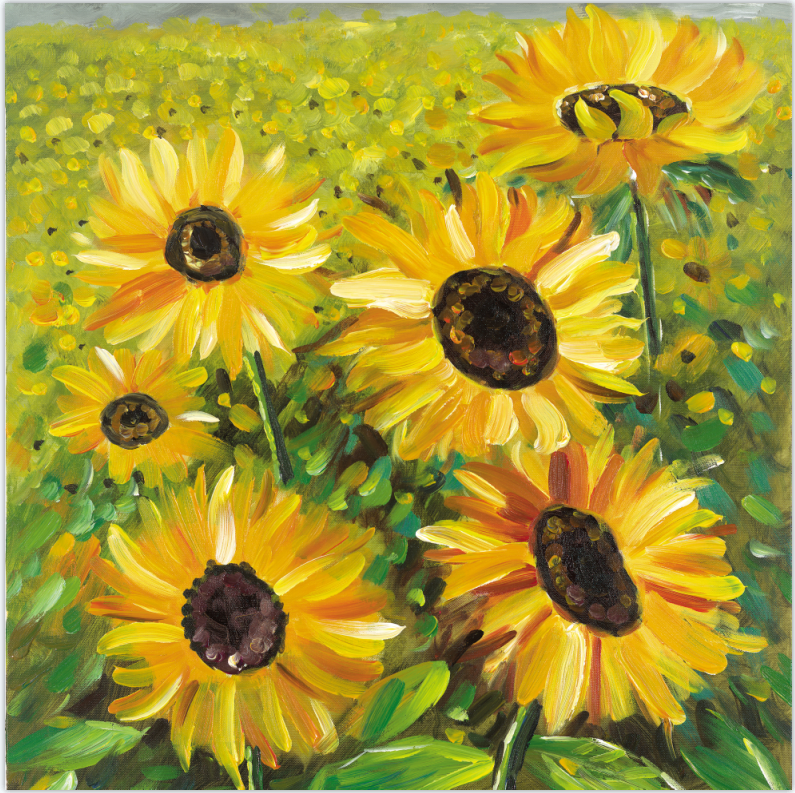 温暖阳光向日葵款油画60*60