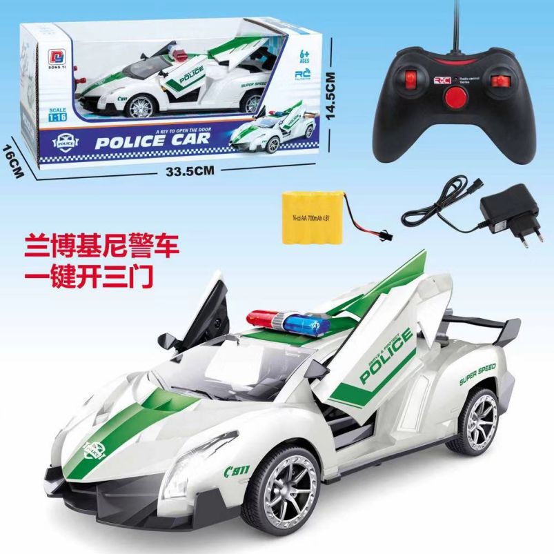 0855-119 Lamborghini Police car one click open three doors (1:16)