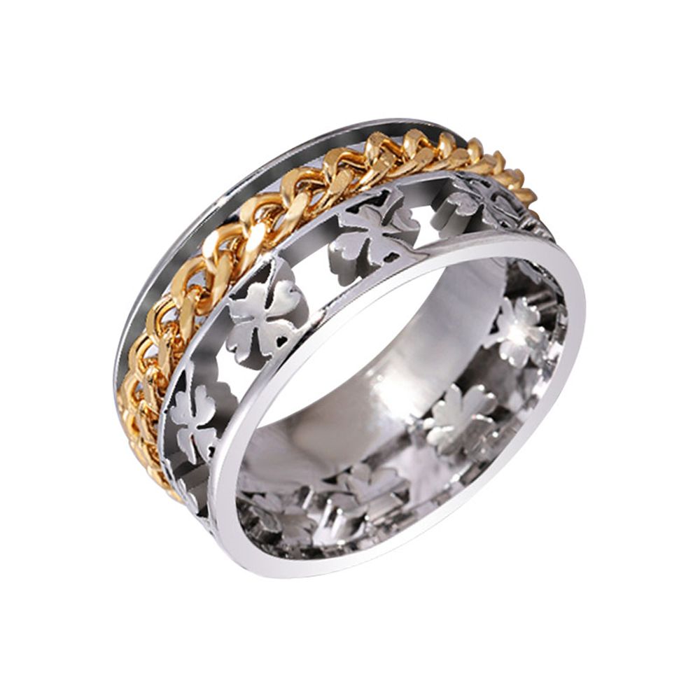 Accesorios de tendencia tik yin boom estilo comercio exterior boom estilo cadena cuatro hojas collar anillo JZ027 details Picture