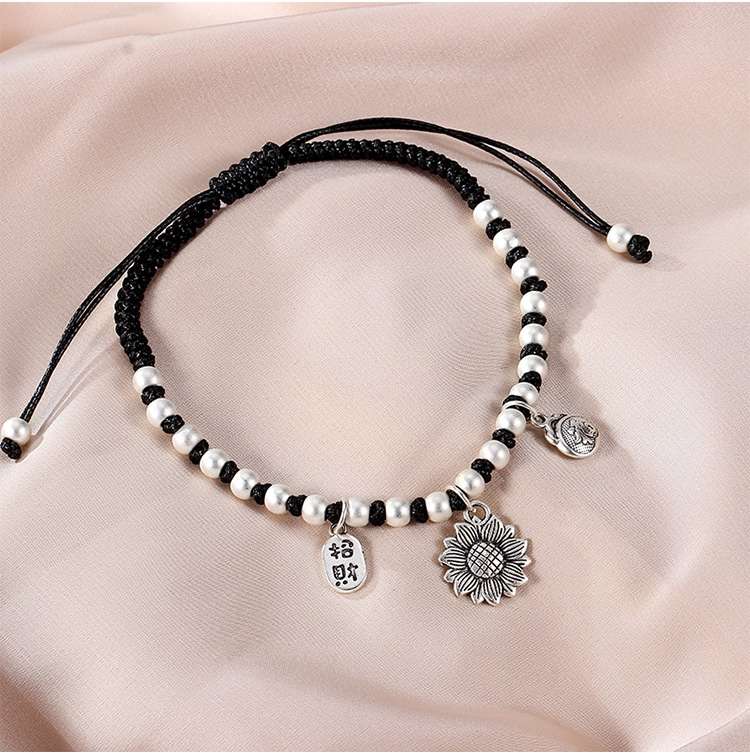 Jingpoli brand JL003 Korean wax thread pure hand-woven Double Happiness anklet detail image 3