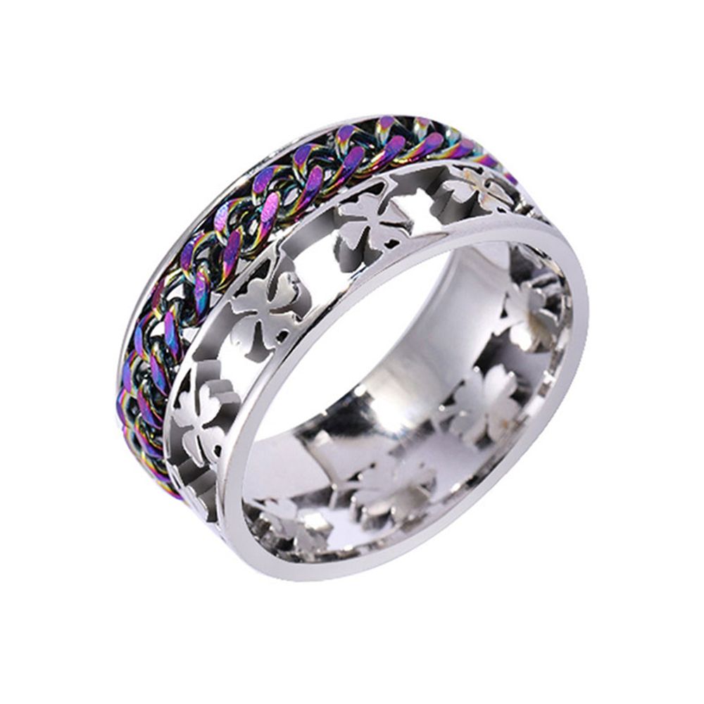 Accesorios de tendencia tik yin boom estilo comercio exterior boom estilo cadena cuatro hojas collar anillo JZ027 Item Picture