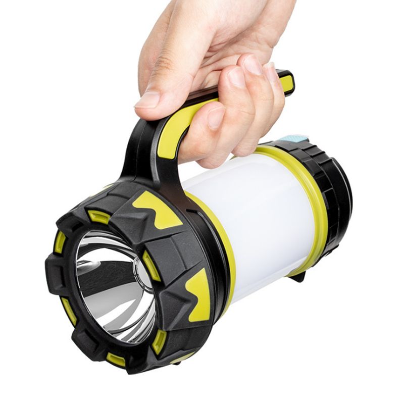 USB充电多功能手提灯探照灯  带红光警示灯 可给手机充电多功能户外野营应急灯