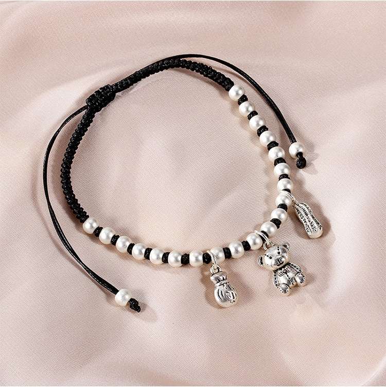 Jingpoli brand JL003 Korean wax thread pure hand-woven Double Happiness anklet detail image 6