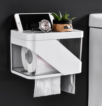 Bathroom tissue box without perforation, toilet paper box, home waterproof creative bathroom wall-mounted tissue box Specification image