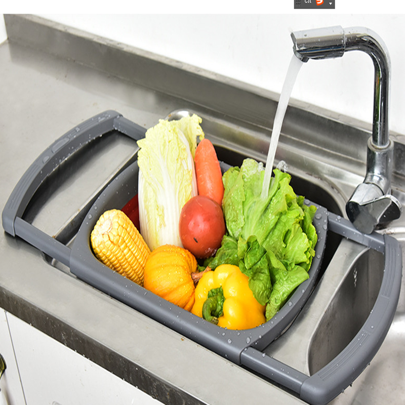 方形折叠沥水篮伸缩洗菜篮 厨房果蔬篮沥水篮伸缩收纳篮详情图3