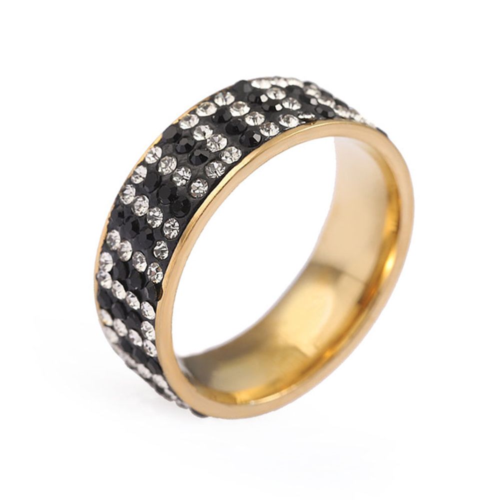 Trendy accessory: A four-row clay white diamond and black diamond ring JZ037 details Picture