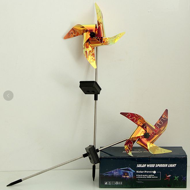LED solar windmill ground insert light, cross-border exclusive outdoor light, decorative lawn light, colorful windmill Amazon version
