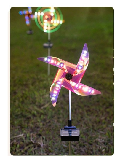 LED solar windmill ground insert light, cross-border exclusive outdoor light, decorative lawn light, colorful windmill Amazon version detail image 2