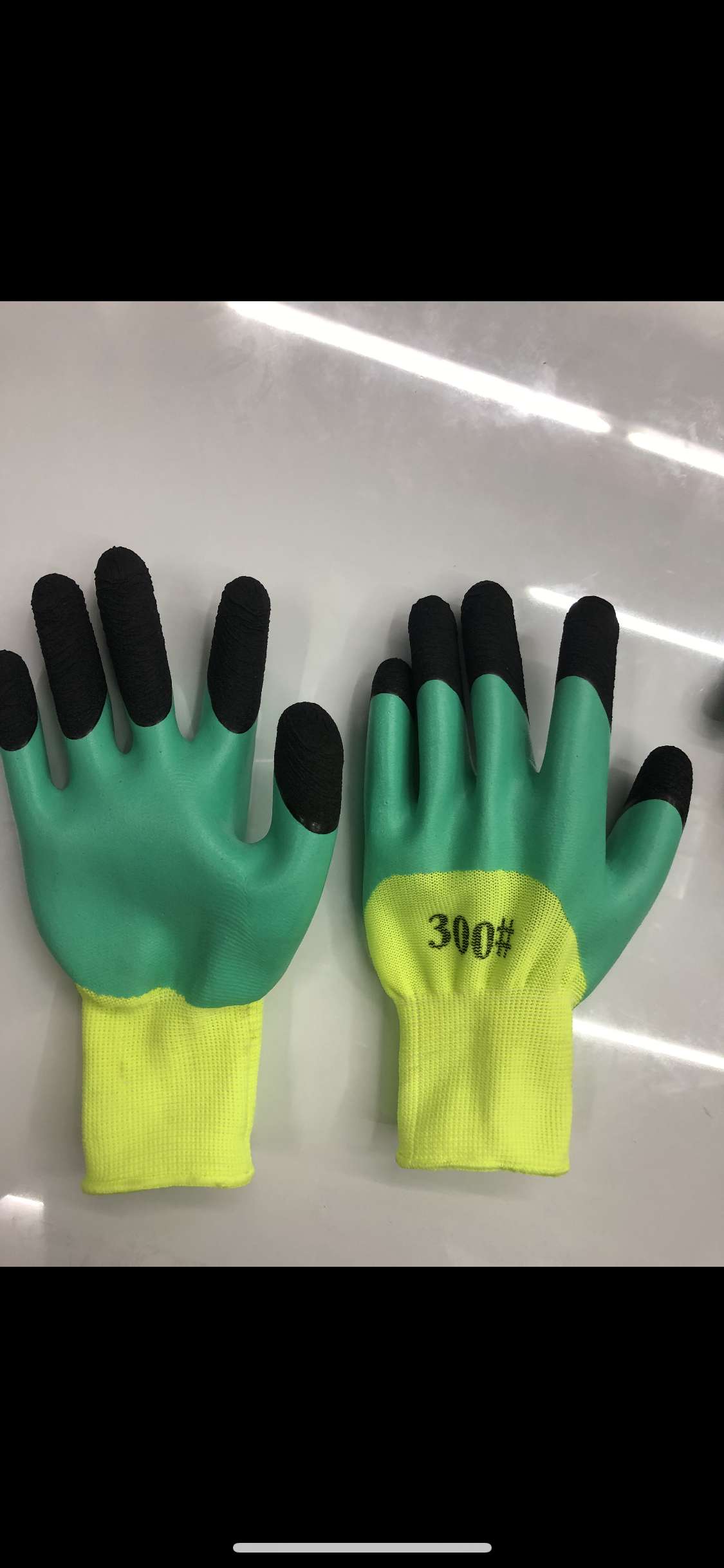 十三针荧光绿透气加强指乳胶劳保手套劳动保护劳动工作保护双手工作手套详情图2