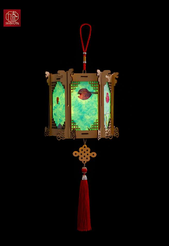 Wooden palace lanterns, children's hand-held luminous small lanterns, battery music LED, kindergarten babies' hand-held DIY Specification drawing