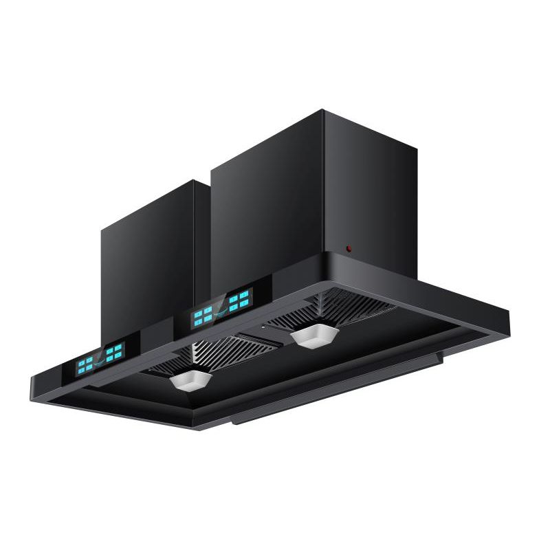 Earthen stove range hood 75T black gold steel model details Picture