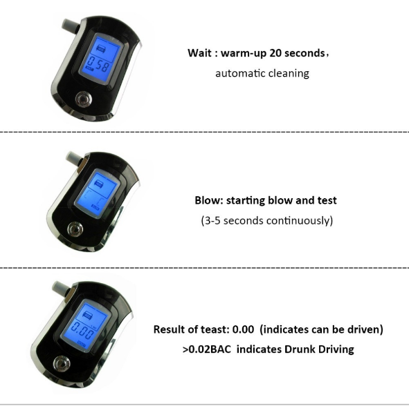 Portable handheld breathing alcohol tester detail image 1