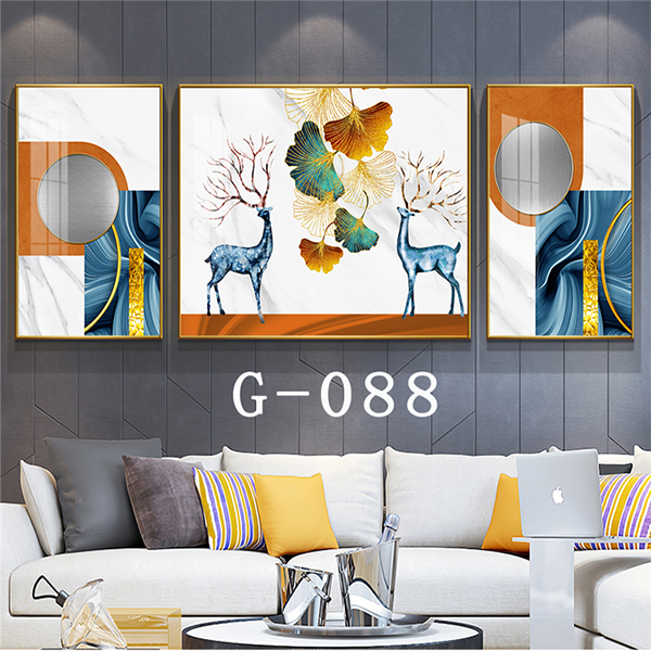 Nordic living room decorative painting, modern and simple sofa background wall hanging painting, light luxury and grand, postmodern triple mural detail image 8