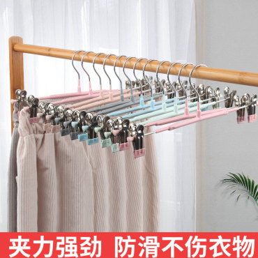 防滑无痕加粗加硬服装店衣架裤夹 防锈铁艺浸塑家用多功能裤架