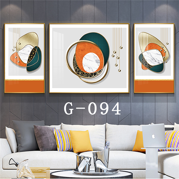 Nordic living room decorative painting, modern and simple sofa background wall hanging painting, light luxury and grand, postmodern triple mural detail image 6
