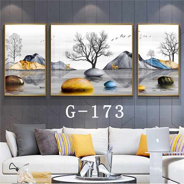 لوحة بسيطة حديثة ترسم لوحة ثلاثية للجبال صينية، لوحة رسم لوحة جدارية صينية جديدة Item Picture